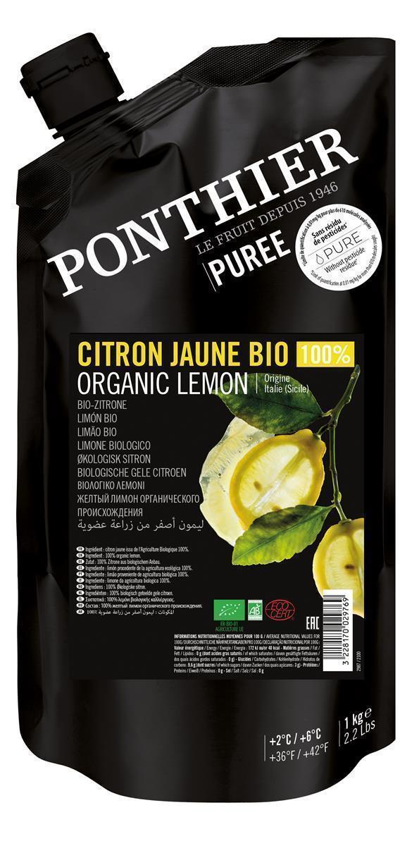 Ponthier BIO Zitronen-Püree 6x 1kg Fruchtpüree aus 100% sizilianischen Zitronen