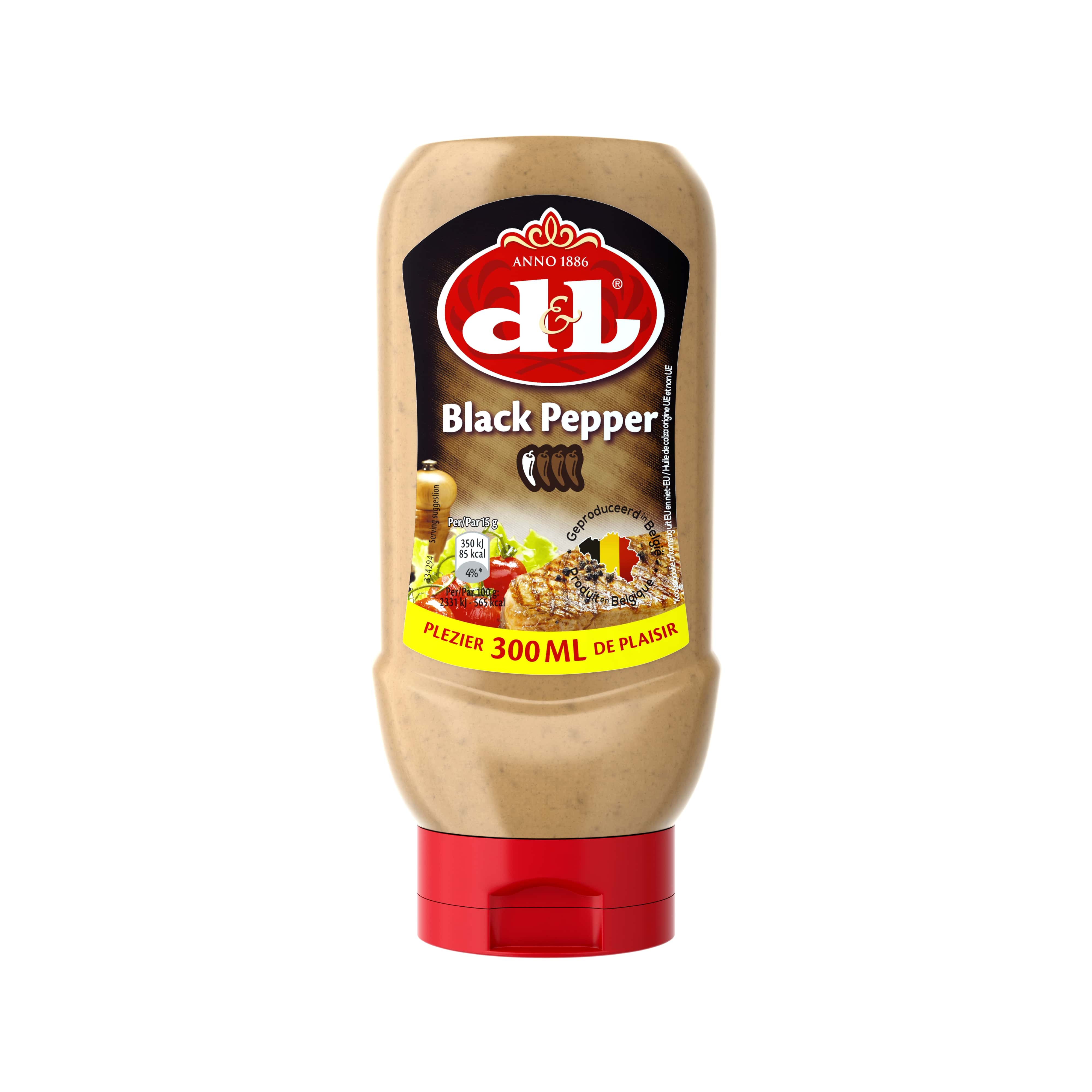 D&L Schwarzer Pfeffer Sauce 6x 300ml Squeeze Steaksauce würzig für Burger & Grill