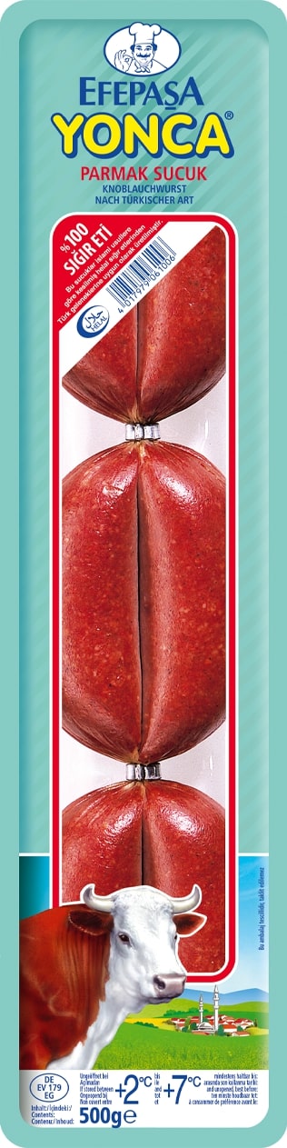 Efepasa Yonca Parmak Sucuk 6x 500g Knoblauch-Wurst aus Rindfleisch