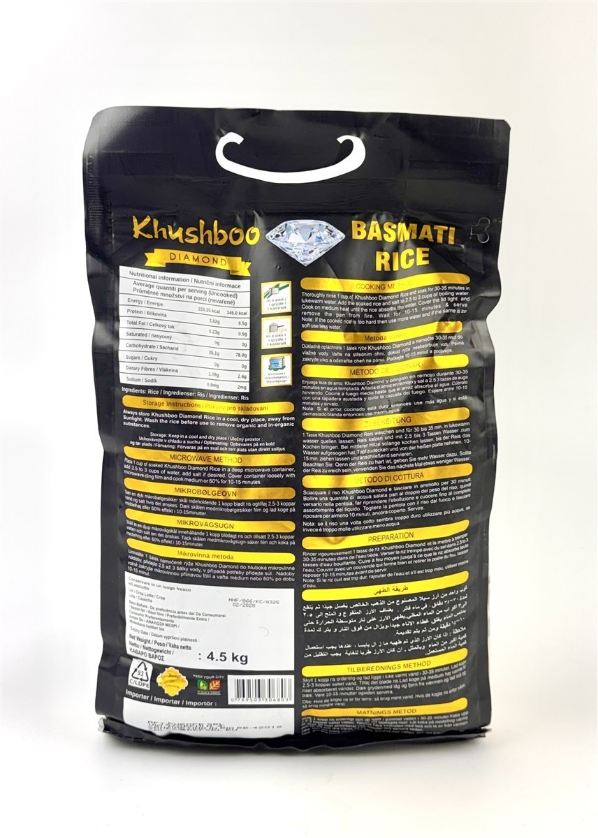 Khushboo Diamond Basmati Reis 4x 4,5 kg aus Indien