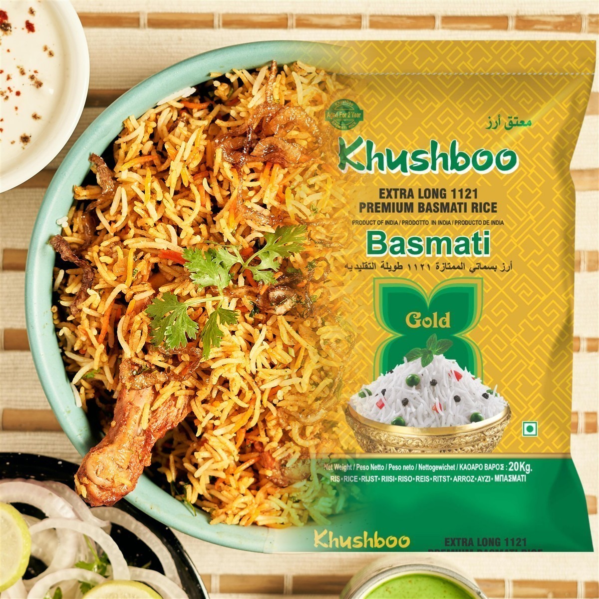 Khushboo Gold Premium 1121 Basmati Reis 4x 5kg Indischer Duftreis