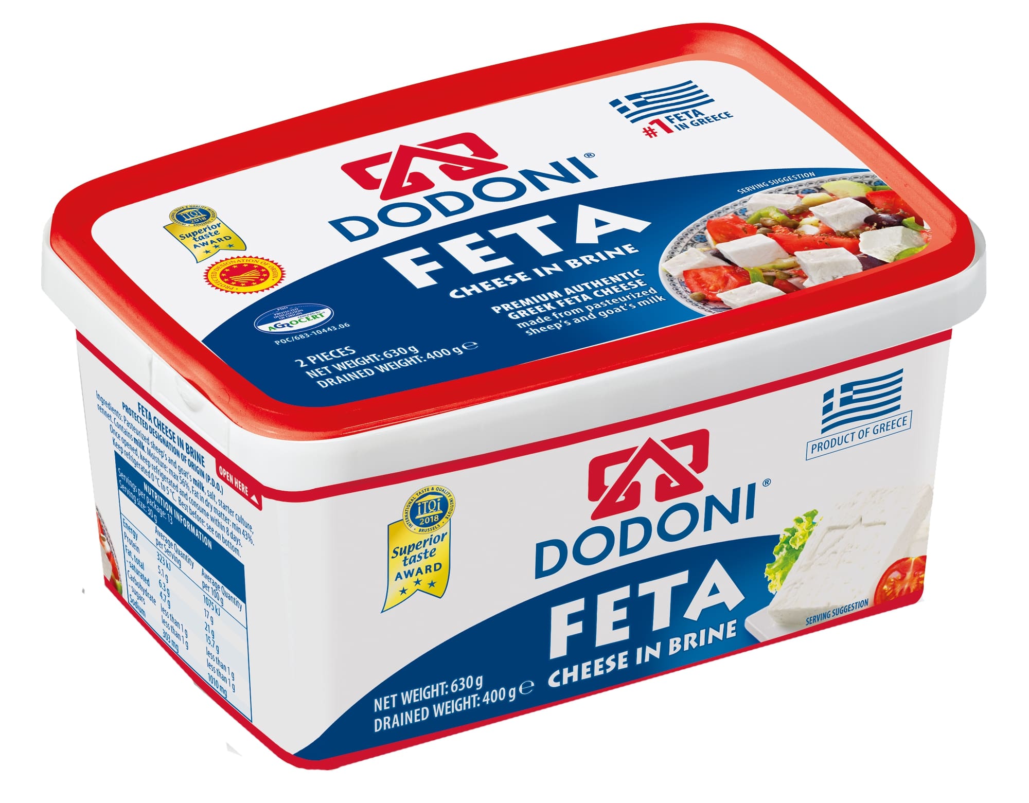 Dodoni Feta 6x 400g Schafskäse in Salzlake 43% Fett i.Tr. Griechenland