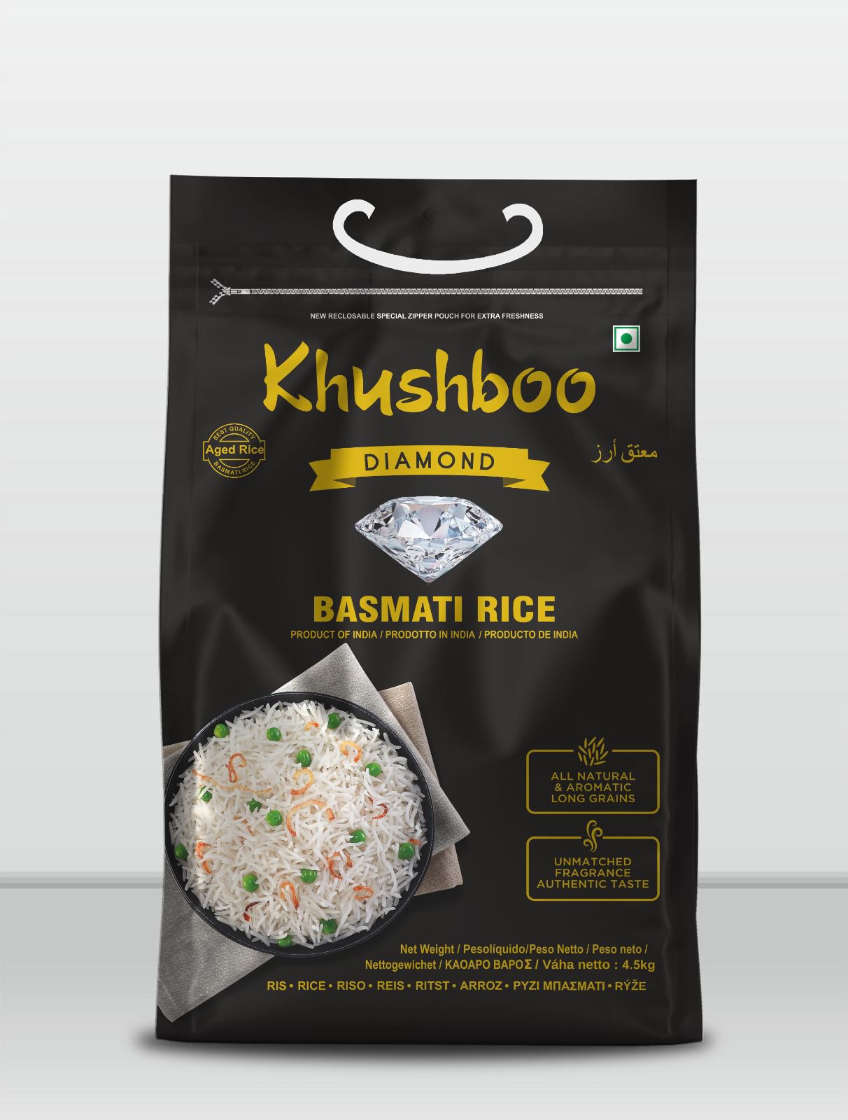 Khushboo Diamond Basmati Reis 4x 4,5 kg aus Indien