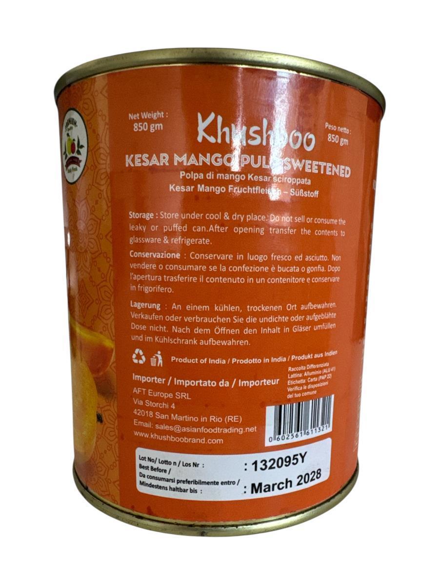 Khushboo Kesar Mango Püree 6x 850g mit indischer, saftiger Mangofrucht