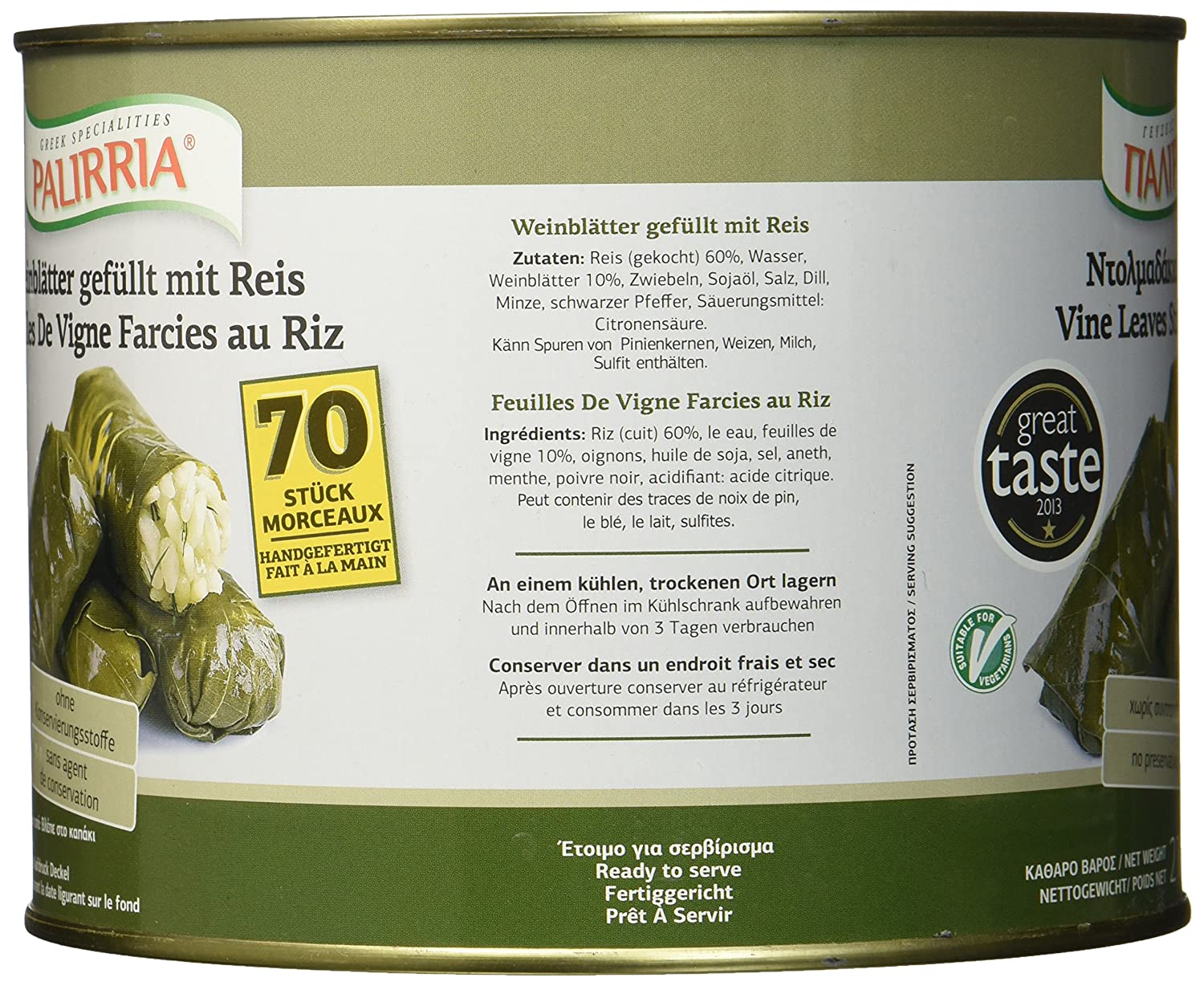 Palirria Weinblätter 6x 2,1kg gefüllt mit Reis traditionell griechische Dolmades