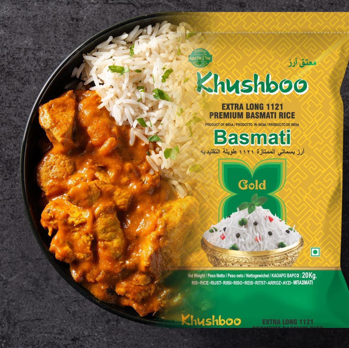 Khushboo Gold Premium 1121 Basmati Reis 5x 1 kg Indischer Duftreis