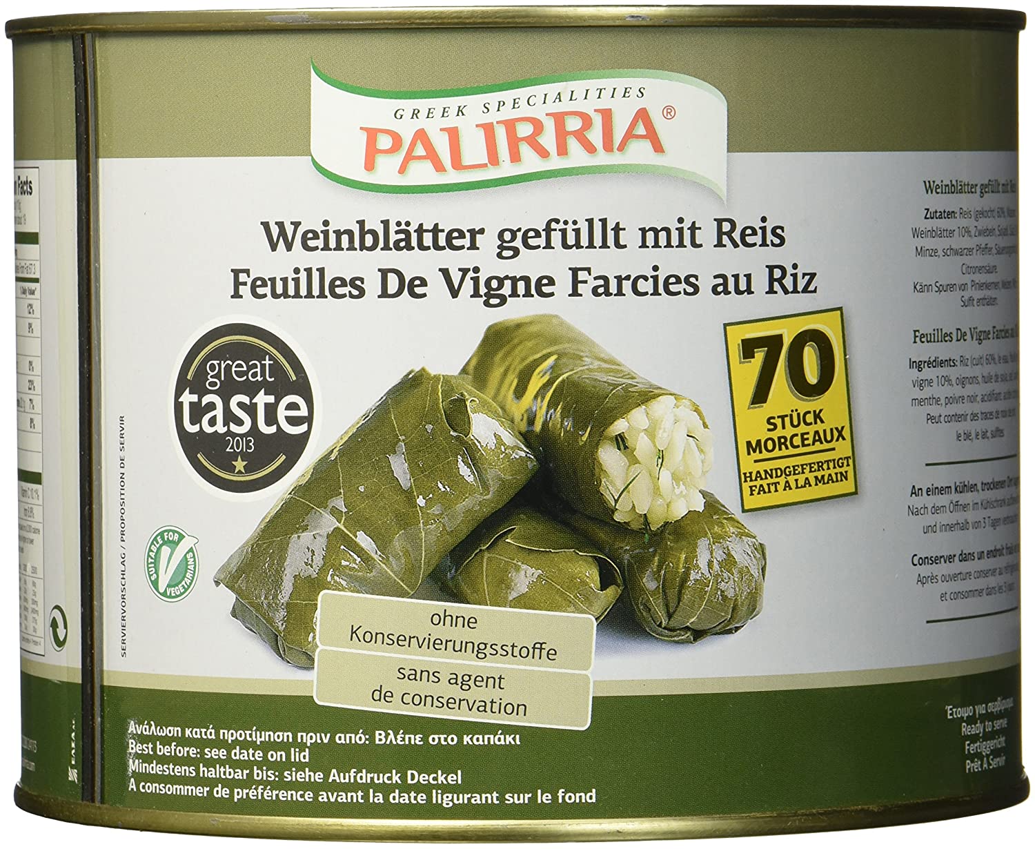 Palirria Weinblätter 6x 2,1kg gefüllt mit Reis traditionell griechische Dolmades
