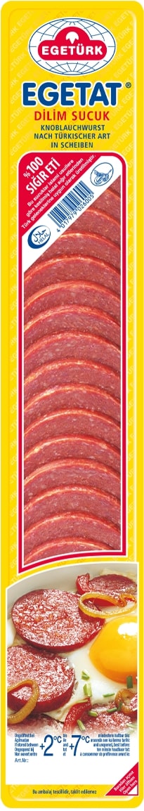 Egetürk Egetat Dilim Sucuk 5x 200g Knoblauch-Wurst in Scheiben nach türkischer Art